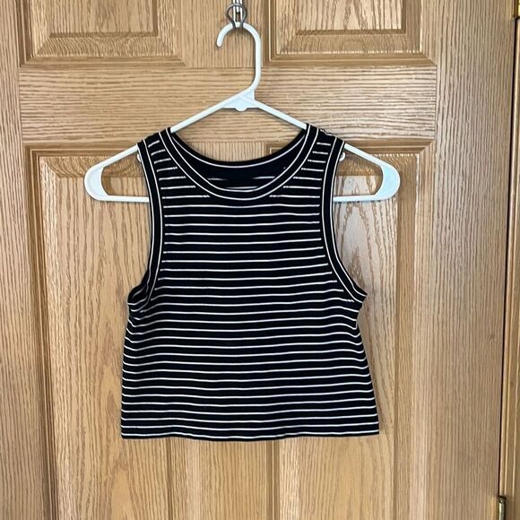 Free People Black White Striped Muscle Tank M/L - Picture 2 of 4